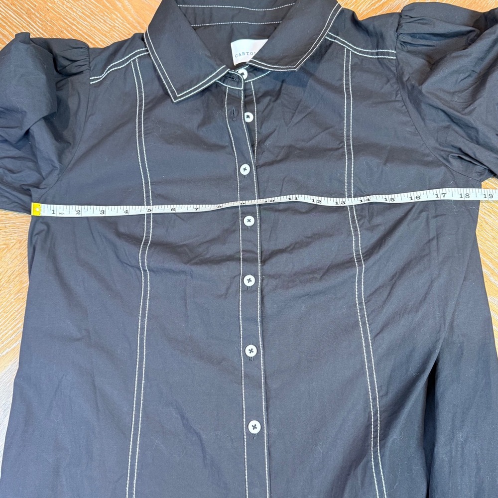 Cartolina Francesca Noir Midi Dress Cotton Black Size Large *No Belt* - Picture 8 of 9